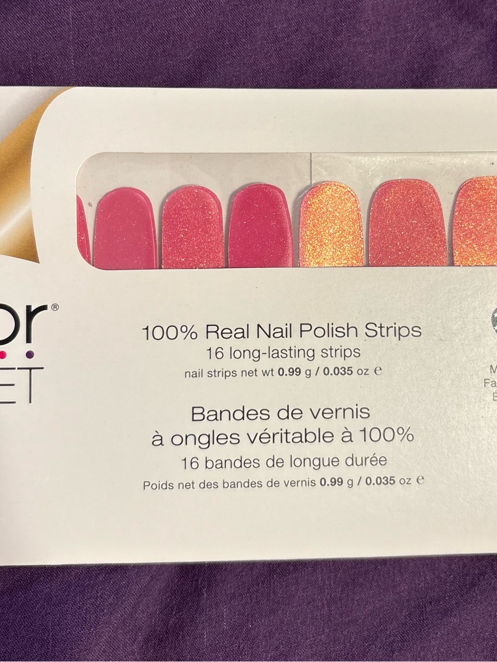 Color Street Pink & Coral Shimmer Nail Polish Strips